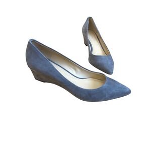 Talbots Kendall Grey Suede Wedge Pumps Shoes Womens Size 8.5N Neutral Career